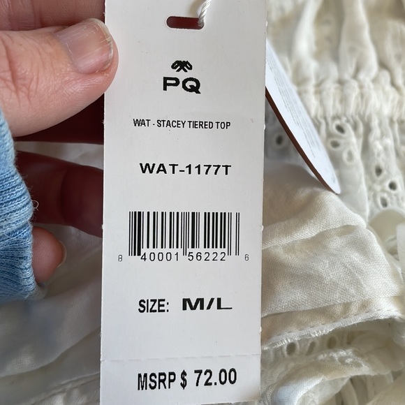 NWT - PQ white eyelet tie tank top - size m/l - Picture 7 of 8